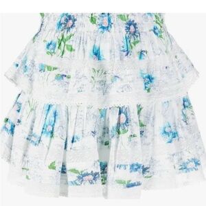 Love Shack Fancy Floral White and Blue Women's Skirt